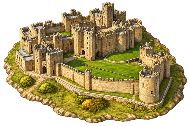 Illustrated adventure version of Alnwick Castle