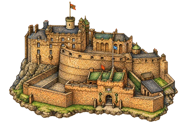 Illustrated adventure version of Edinburgh Castle